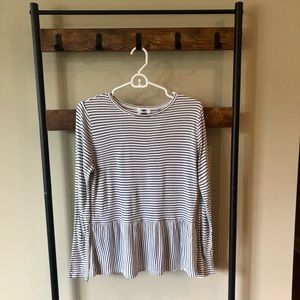 Black & White Striped Peplum Top